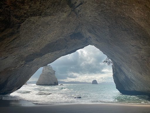 Filming location for Narnia, Cathedral Cove in New Zealand