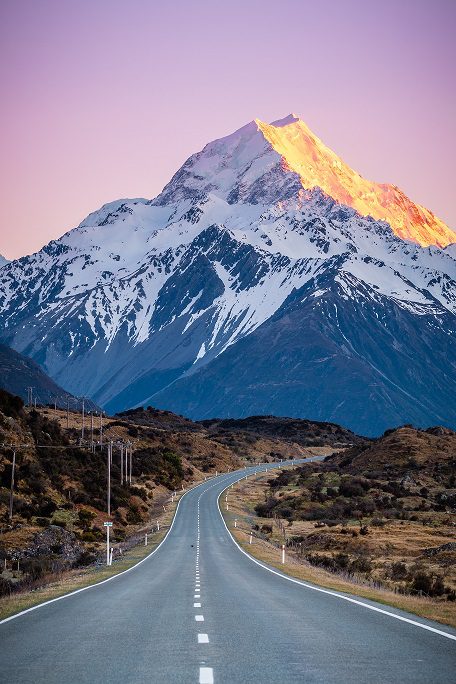 Road leading up to Mount Cook