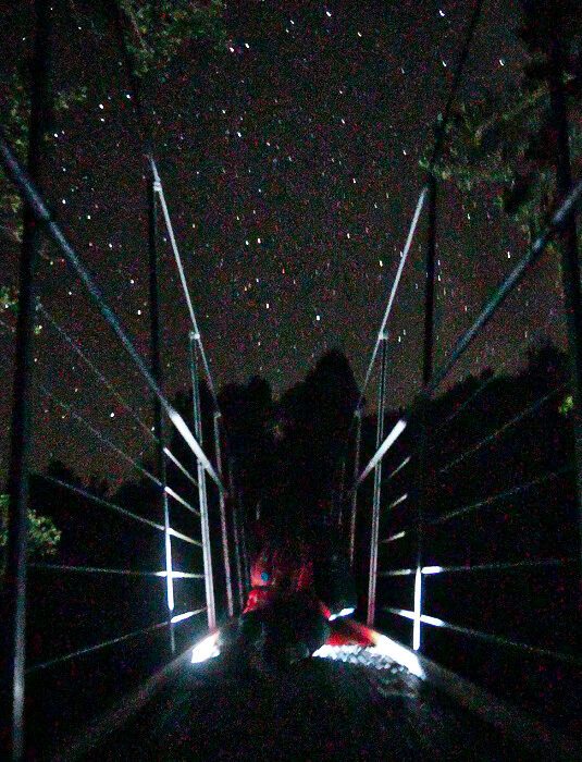 Stargazing on swing bridge of The Pinnacles, Coromandel