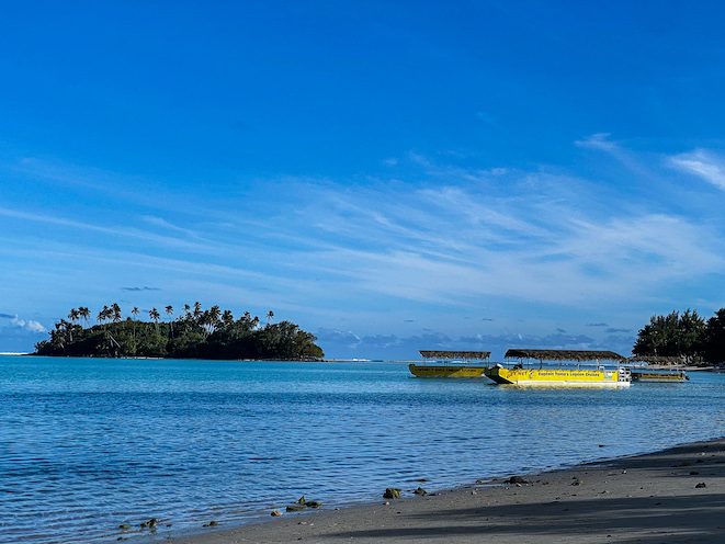 Captain Tama's boat on Muri Beach, Rarotonga