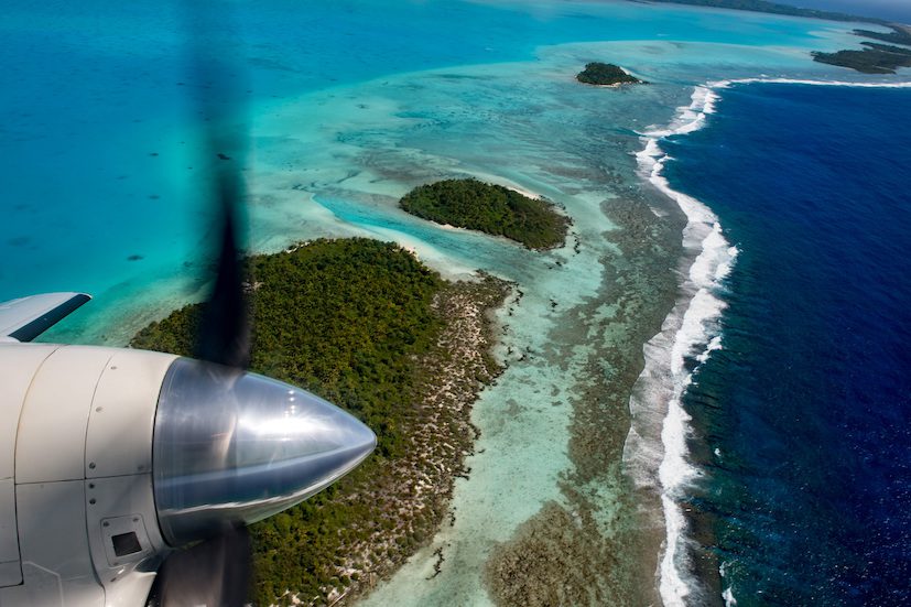 View of Aitutaki from airplane