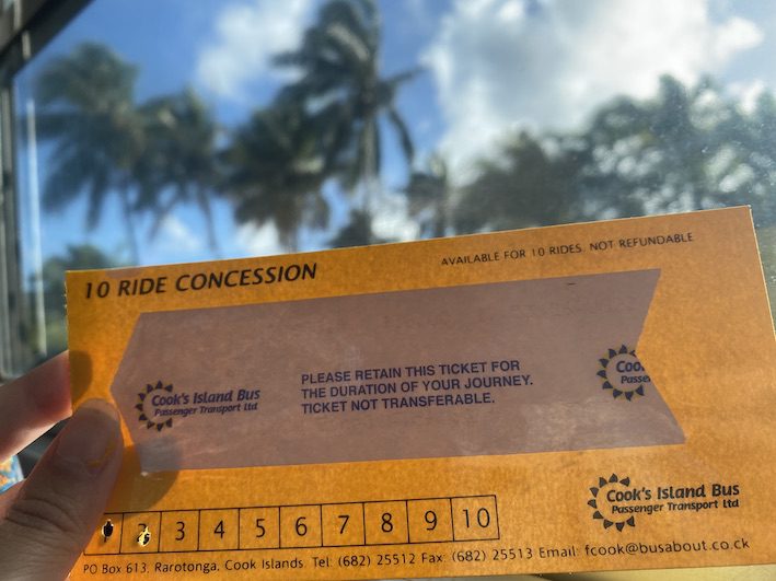 Bus ticket in Rarotonga
